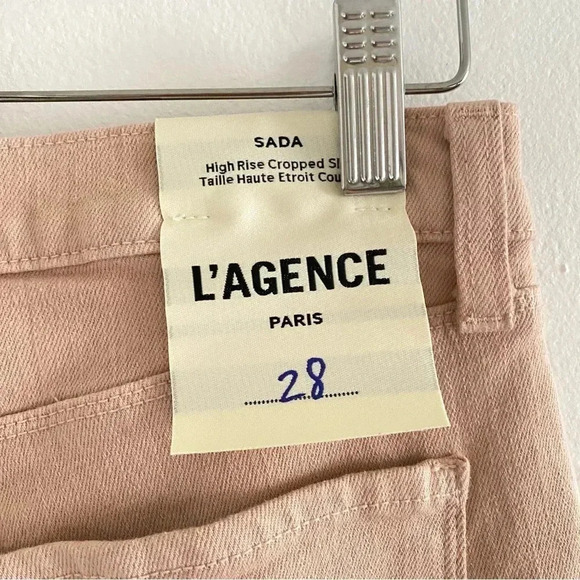 L'AGENCE Sada High Rise Cropped Straight Jeans in Dusty Pink Sz 28, 32 - Picture 9 of 10